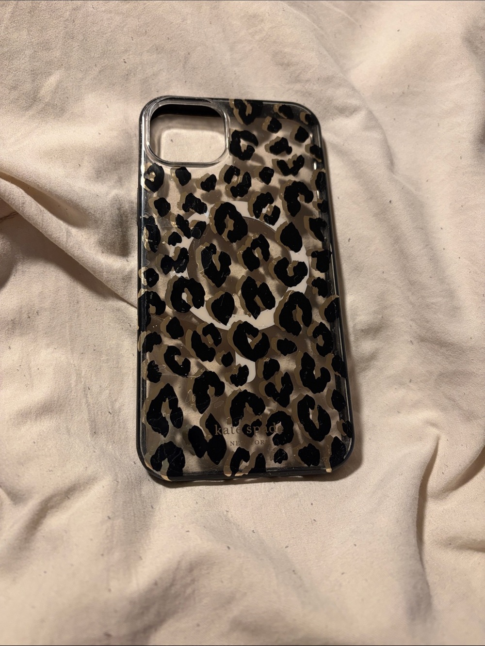 kate spade Clear Leopard Print Phone Case in Black and Tan